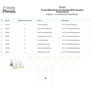 Teachable Moments Spring 2022 Jewelry Assortment 20 pcs, 7 styles/1 or 3 each