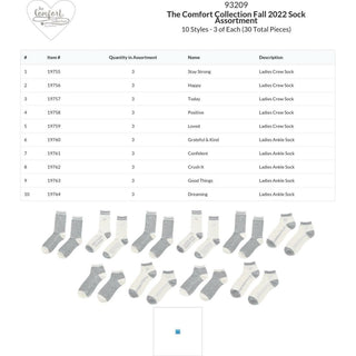 The Comfort Collection Fall 2022 Sock Assortment 30pcs, 10 styles/3 each