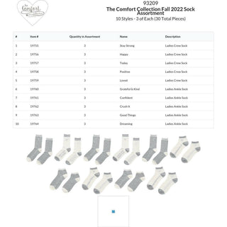The Comfort Collection Fall 2022 Sock Assortment 30pcs, 10 styles/3 each