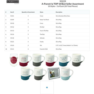 A-Parent-ly TOP 10 Best Seller Assortment 30pcs, 10 styles/3 each