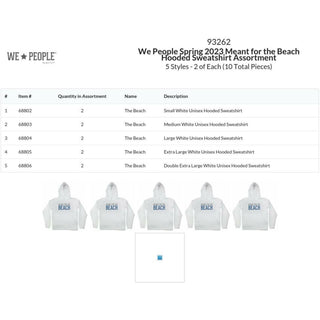 We People Spring 2023 Meant for the Beach Hooded Sweatshirt Assortment  10pcs, 5 styles/2 each