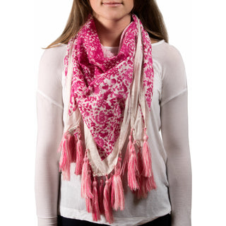 Vanessa Floral Cotton Scarf 40"x40" Coral Scarf