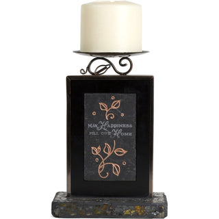 Happiness Mosaic 8" Slate Candle Holder