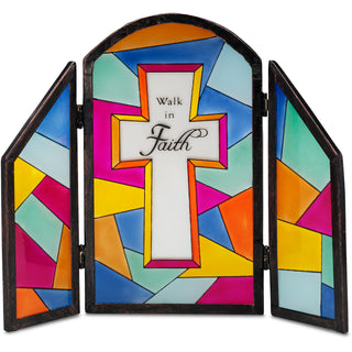 Walk in Faith 7" x 6" Glass Panel Plaque