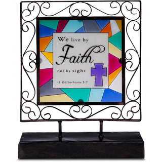 Faith 6.5" x 8.25" Glass Plaque