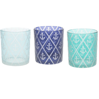Blue Anchor 3 Assorted Votive Holders
