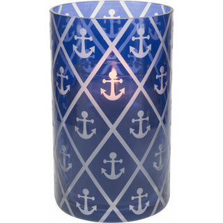 Blue Anchor Jar Candle Holder