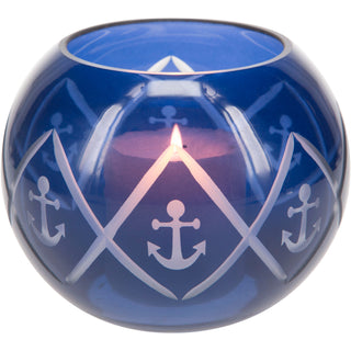 Blue Anchor 5" Round Votive Holder