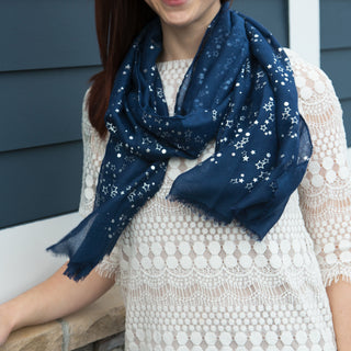 Star Navy 27.5" x 71" In Memory Scarf