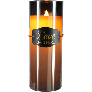 Love Lives Here 9" Smoke Luster Realistic Flame Candle