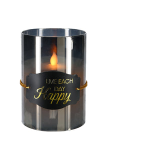 Happy 5" Smoke Luster Realistic Flame Candle