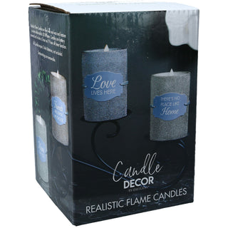 Love 4.75" Pewter Glitter Realistic Flame Candle