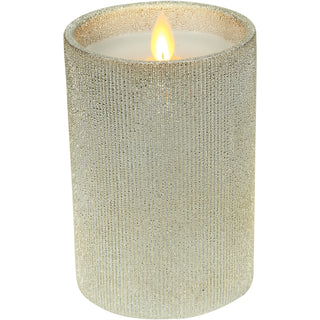 Mom 4.75" Gold Glitter Realistic Flame Candle