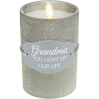 Grandma 4.75" Pewter Glitter Realistic Flame Candle