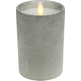 Grandma 4.75" Pewter Glitter Realistic Flame Candle