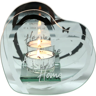 Heaven in our Home 5.5" x 5.25" Mirrored Glass Candle Holder