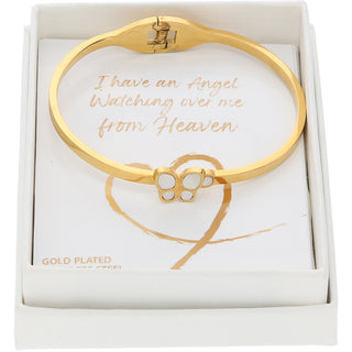 Angel Gold Plated Hinged Bangle Bracelet