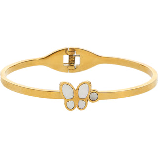 Angel Gold Plated Hinged Bangle Bracelet