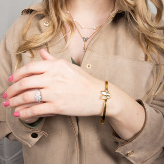 Angel Gold Plated Hinged Bangle Bracelet