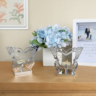Hearts 4.25" Glass Butterfly Tea Light Holder