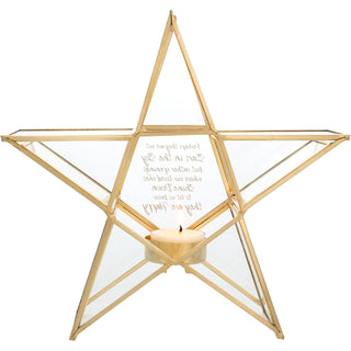 In The Sky 8.25" Glass Star Tea Light Holder