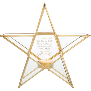 In The Sky 8.25" Glass Star Tea Light Holder