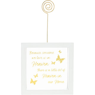 Heaven In Our Home 5" Framed Glass Plaque with Photo Clip