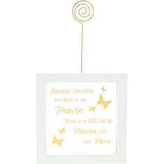 Heaven In Our Home 5" Framed Glass Plaque with Photo Clip