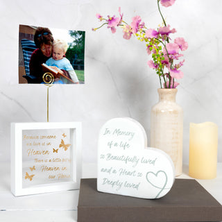 Heaven In Our Home 5" Framed Glass Plaque with Photo Clip