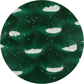 Green Frosted Pine Tree 7.25" Realistic Flame LED Lit Candle