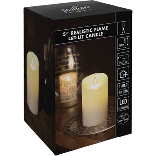 Ivory Candle 5" Realistic Flame LED Lit Candle