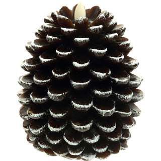 Brown Pine Cone 5" Realistic Flame LED Lit Candle