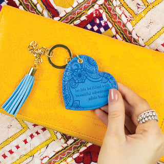 Amalfi Blue Vegan Leather Keychain