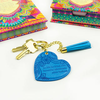 Amalfi Blue Vegan Leather Keychain